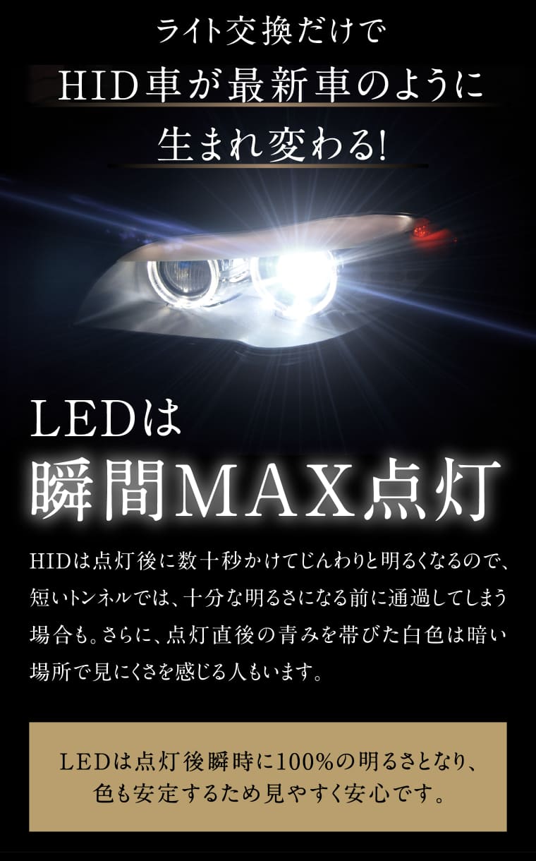 ライト交換 瞬間MAX点灯 安定 安心