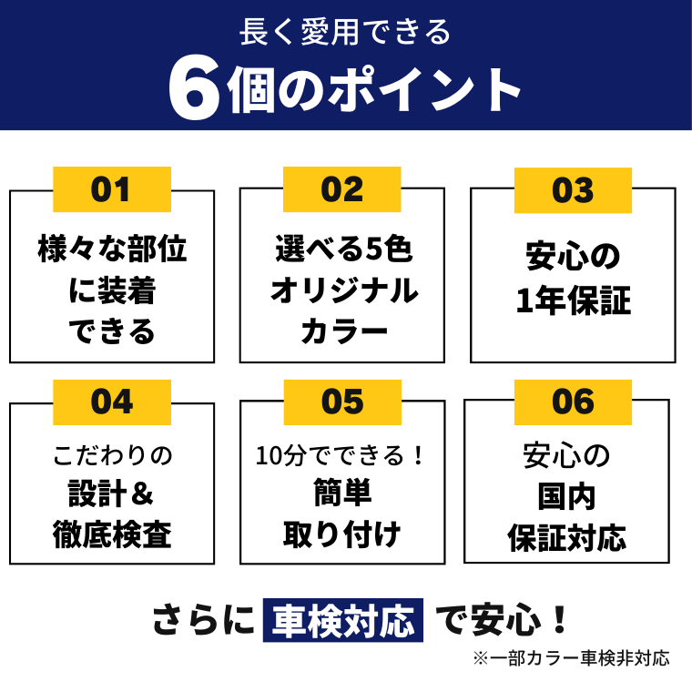 オリジナルカラー 1年保証 徹底検査 簡単取付 国内保証対応 車検対応