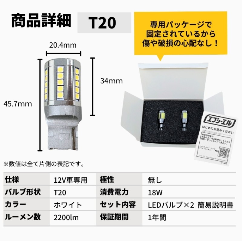 商品詳細 T20 ホワイト 12V車専用 2200lm
