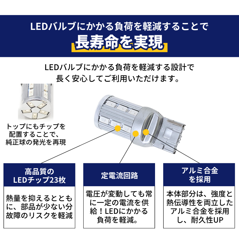 長寿命 高品質 LEDチップ 定電流回路 アルミ合金 負荷軽減