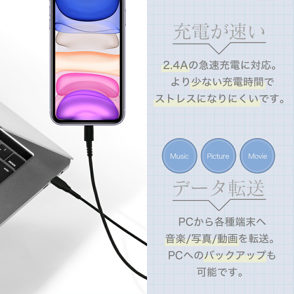 オウルテック ライトニングケーブル 製造メーカー3年保証 lightningケーブル 50cm 充電コード iPhone充電器 iPhoneケーブル タフケーブル アイホン充電ケーブル｜fconnect-store｜07