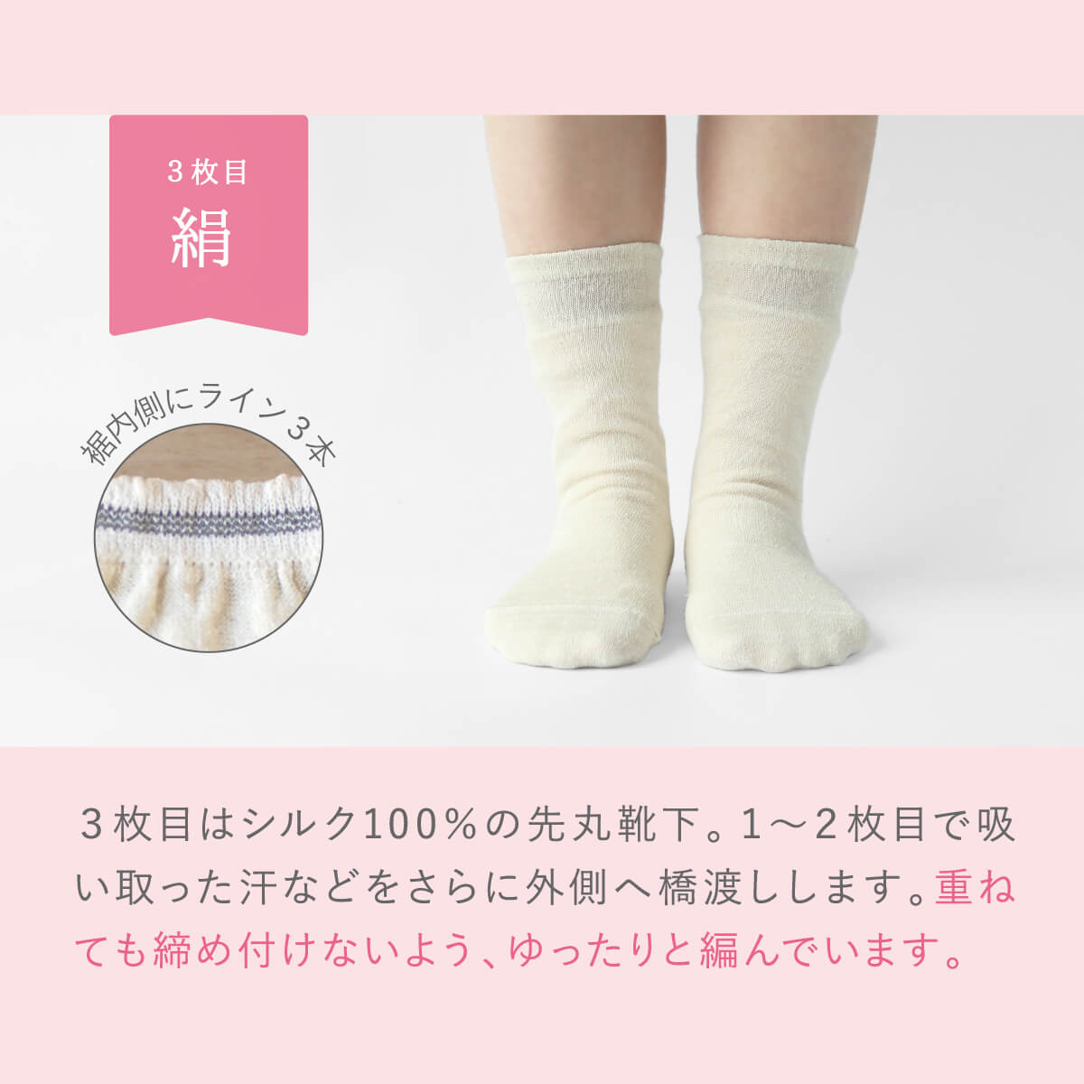 絹屋 靴下 重ね履き リブ編み 4足セット レディース 女性用 冷えとり