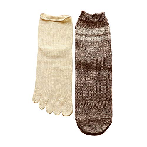 靴下 重ね履き 2足セット ライン シルク 麻 レディース 女性用 冷えとり 暖かい あったかくつした 絹屋 日本製 ギフト プレゼント | 絹屋 | 03