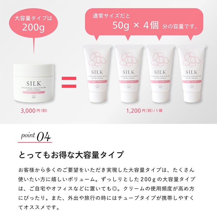 絹屋 シルク ハンド＆ボディクリーム 天然ローズ 大容量 美容 コスメ