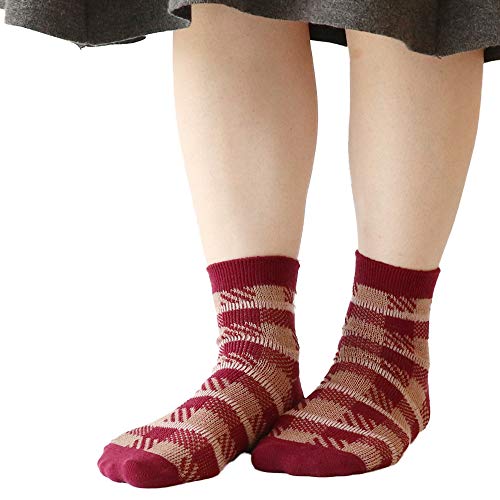 靴下 重ね履き ２足セット ウール混 チェック柄 レディース 女性用 冷えとり くつした ソックス 絹屋 日本製 ギフト プレゼント | 絹屋 | 03