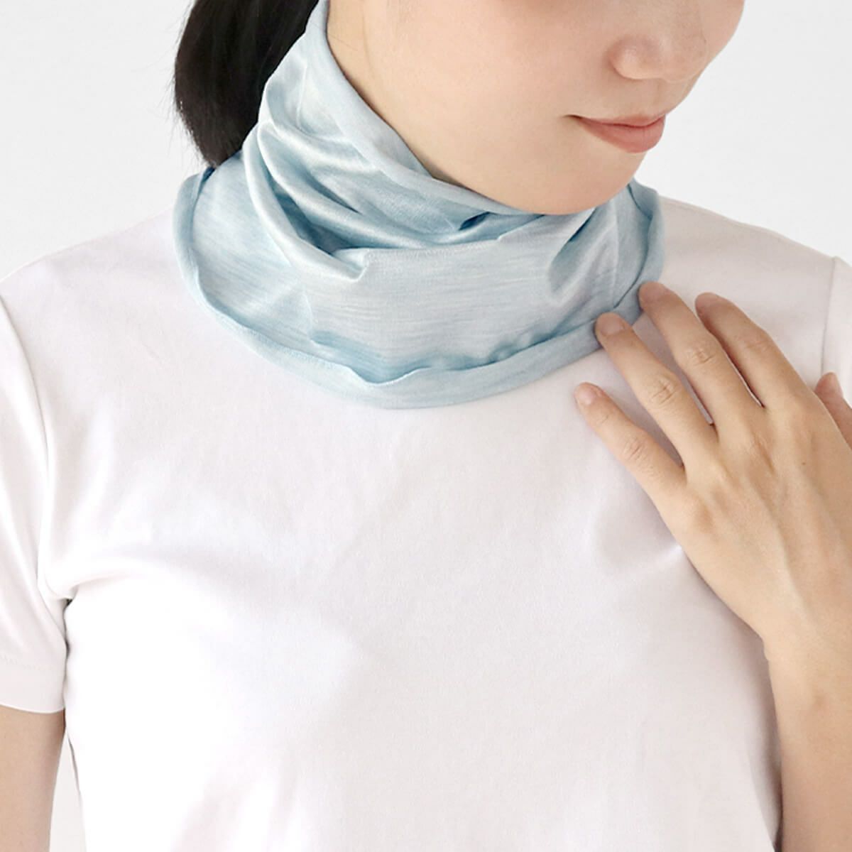 【期間限定10％off】ネックカバー UV シルク 冷感 ひんやり 綿 薄手 メンズ レディース 就寝用 冷房対策 日本製 おしゃれ 夏 フェイスマスク 絹屋 | 絹屋 | 05
