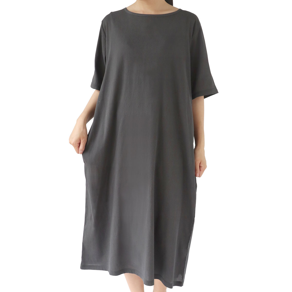 【10％off】涼綿 ワンピース 夏 レディース 半袖  ロングワンピース 女性用 部屋着 ルームウェア 綿100% コットン 日本製 ギフト 高島ちぢみ | 絹屋 | 14