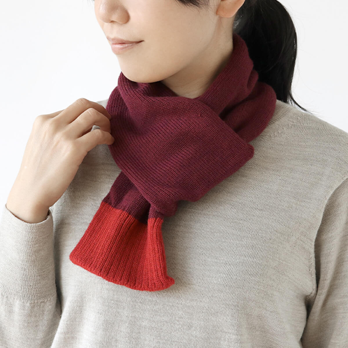 新品未使用 タグ付 二重 マフラー あったか 45rpm セール】ストレッチタフタナイロン 裏ボア 差し込み 中綿 ダウン