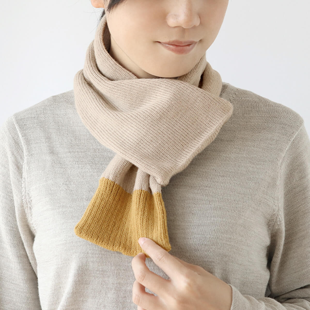 絹屋 マフラー 2重編み 内側シルク レディース 女性用 毛混 マフラー