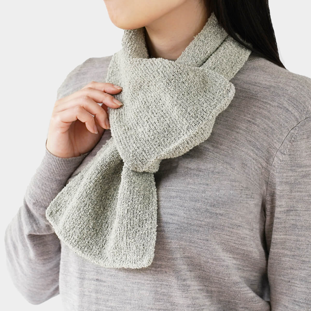 内側 シルク 2重編み ウール混 もこもこ マフラー 無地 シンプル 秋冬 差し込み 防寒 温かい 暖かい 日本製 | 絹屋 | 01