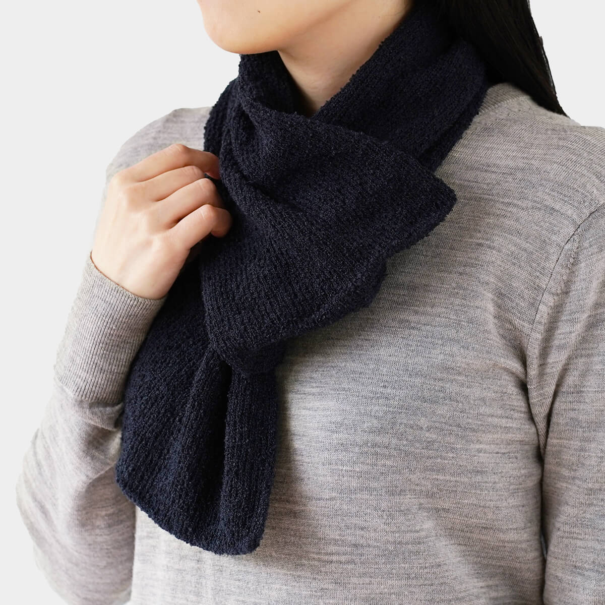 内側 シルク 2重編み ウール混 もこもこ マフラー 無地 シンプル 秋冬 差し込み 防寒 温かい 暖かい 日本製 | 絹屋 | 04