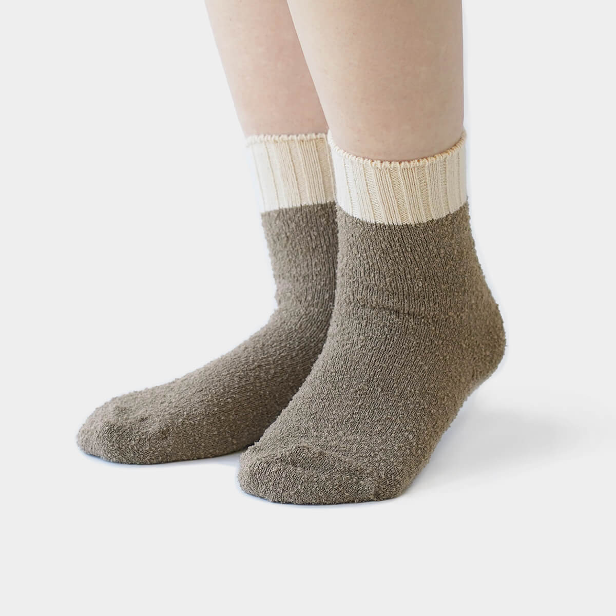 内側 シルク 2重編み ウール混 もこもこ 靴下 無地 シンプル 秋冬 温活 防寒 温かい 暖かい 日本製 | 絹屋 | 03