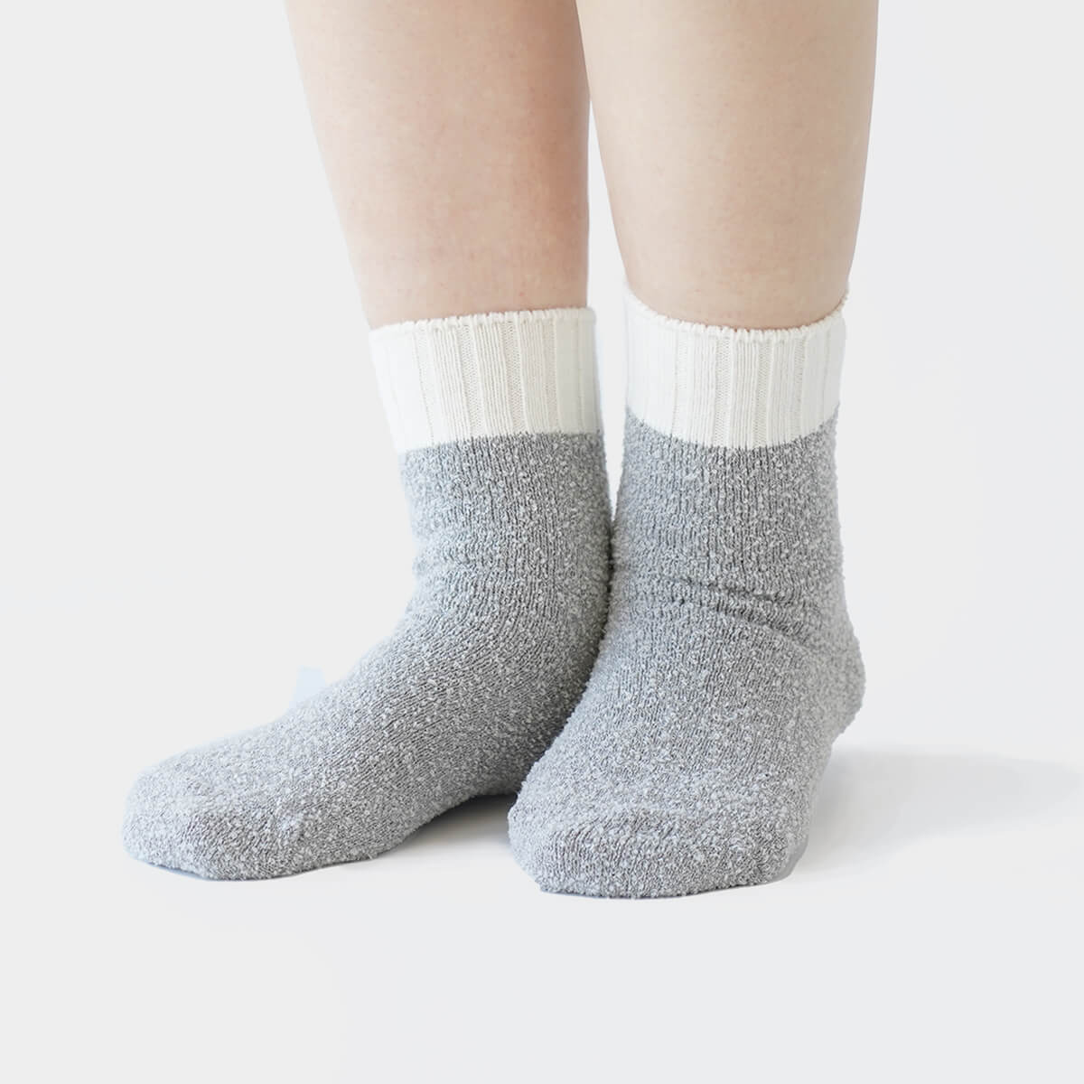 内側 シルク 2重編み ウール混 もこもこ 靴下 無地 シンプル 秋冬 温活 防寒 温かい 暖かい 日本製 | 絹屋 | 01