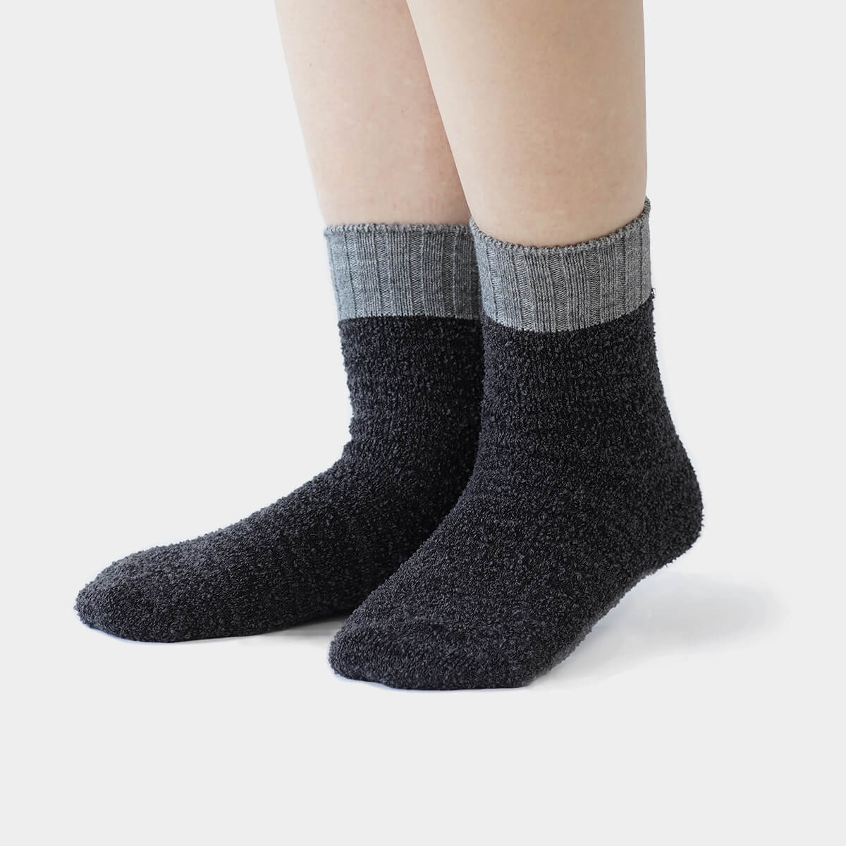 内側 シルク 2重編み ウール混 もこもこ 靴下 無地 シンプル 秋冬 温活 防寒 温かい 暖かい 日本製 | 絹屋 | 02