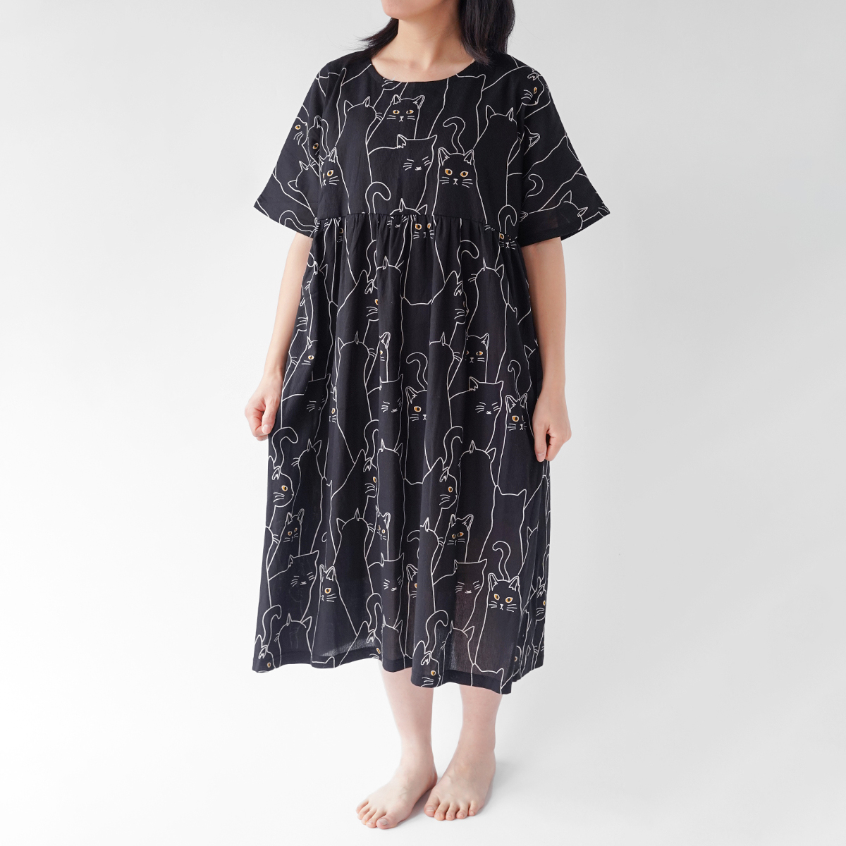 絹屋 涼綿 ワンピース 夏 レディース 半袖 ロングワンピース 女性用