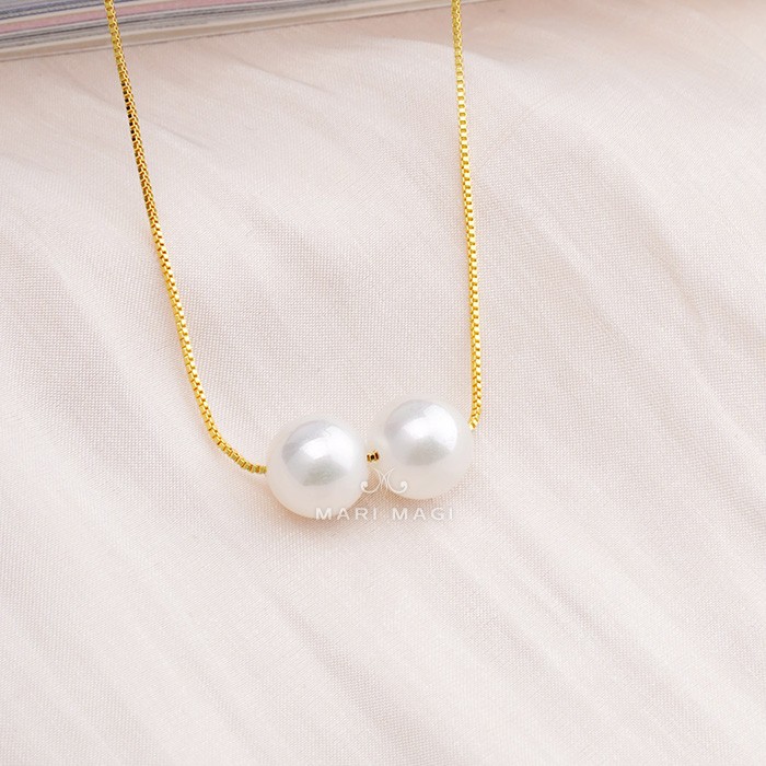 パールネックレス 二粒 10mm 18金 大粒 冠婚葬祭 葬式 結婚式 フォーマル パーティー アコヤ貝 レディース ピンクゴールド ホワイトゴールド 長さ調整可能 |  | 03