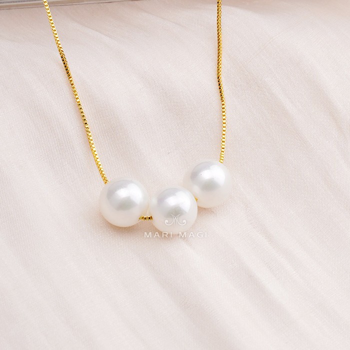 パールネックレス 三粒 10mm 18金 大粒 冠婚葬祭 葬式 結婚式