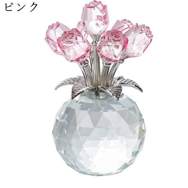 クリスタルバラガラス 置物 オーナメント クリスタル 花 テーブル