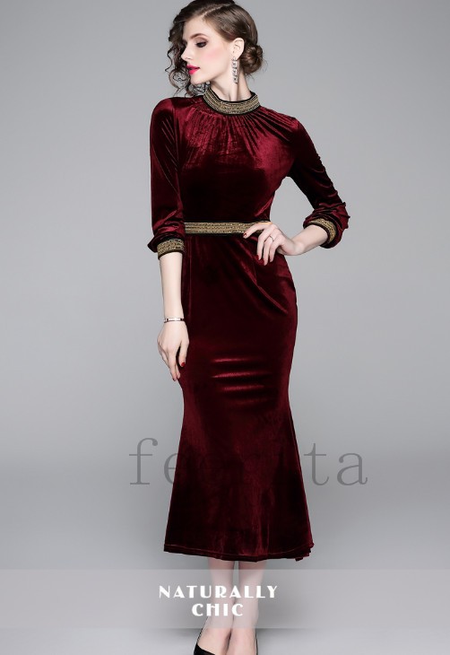 新版 Alias 定価5万 ドレス ワンピース 長袖 シック フォーマル ベロア S セールsale Www Dcatala Com