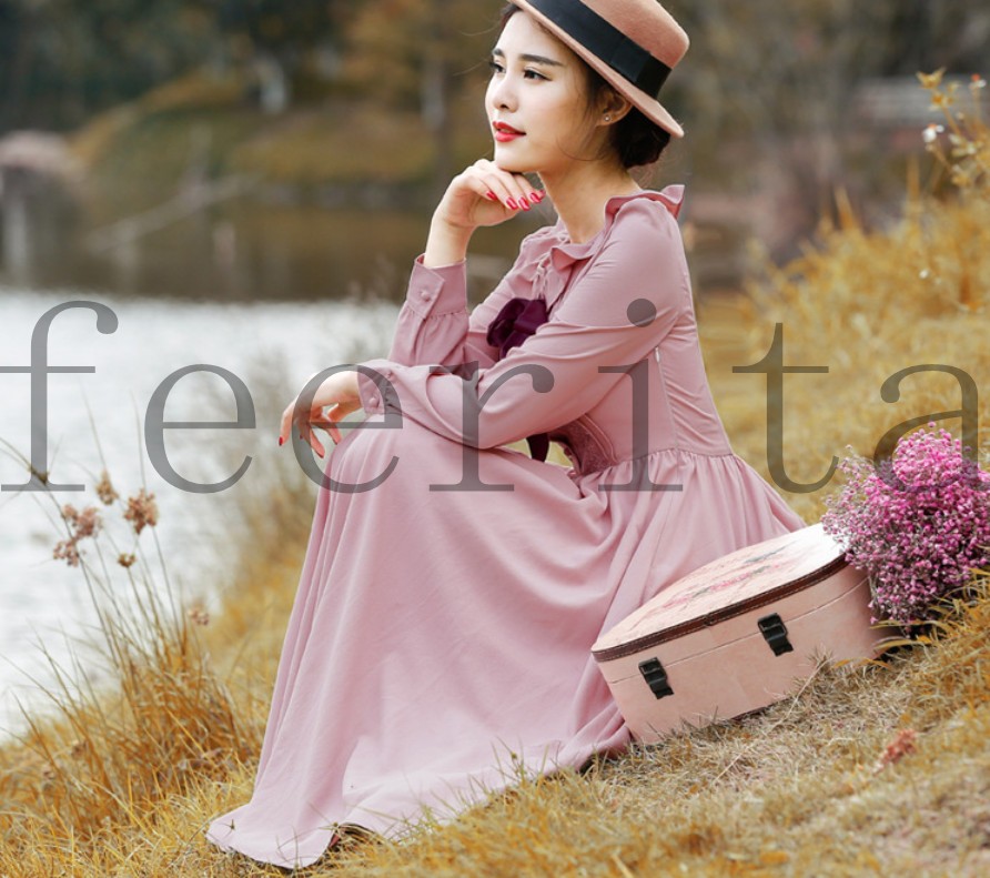 英国のお嬢様のように着ているクラシック一品 ワンピース マキシワンピース ロングワンピース ロングドレス トレロ マキシ 長袖 Feecqk 1028 フェリータ 通販 Yahoo ショッピング