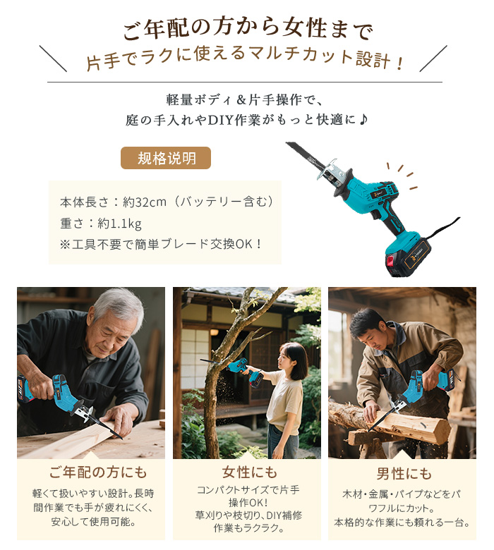 クーポン多数★レシプロソー 電動のこぎり 充電式 チェーンソー 小型コードレス 無段変速 金工木工 電動レシプロソー 電動ノコギリ 充電式のこぎり 電気のこぎり |  | 14