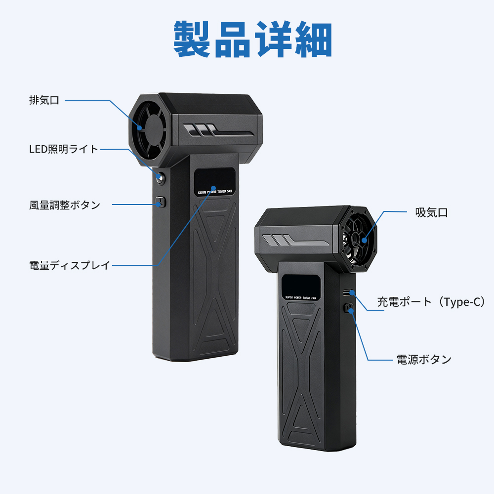 エアダスター 電動エアダスター ブロワー 風量4階調整 小型 ジェットファン Type-C充電ミニジェットファン 高輝度LED付き コンパクト 多用途 PC 掃除車内 |  | 16