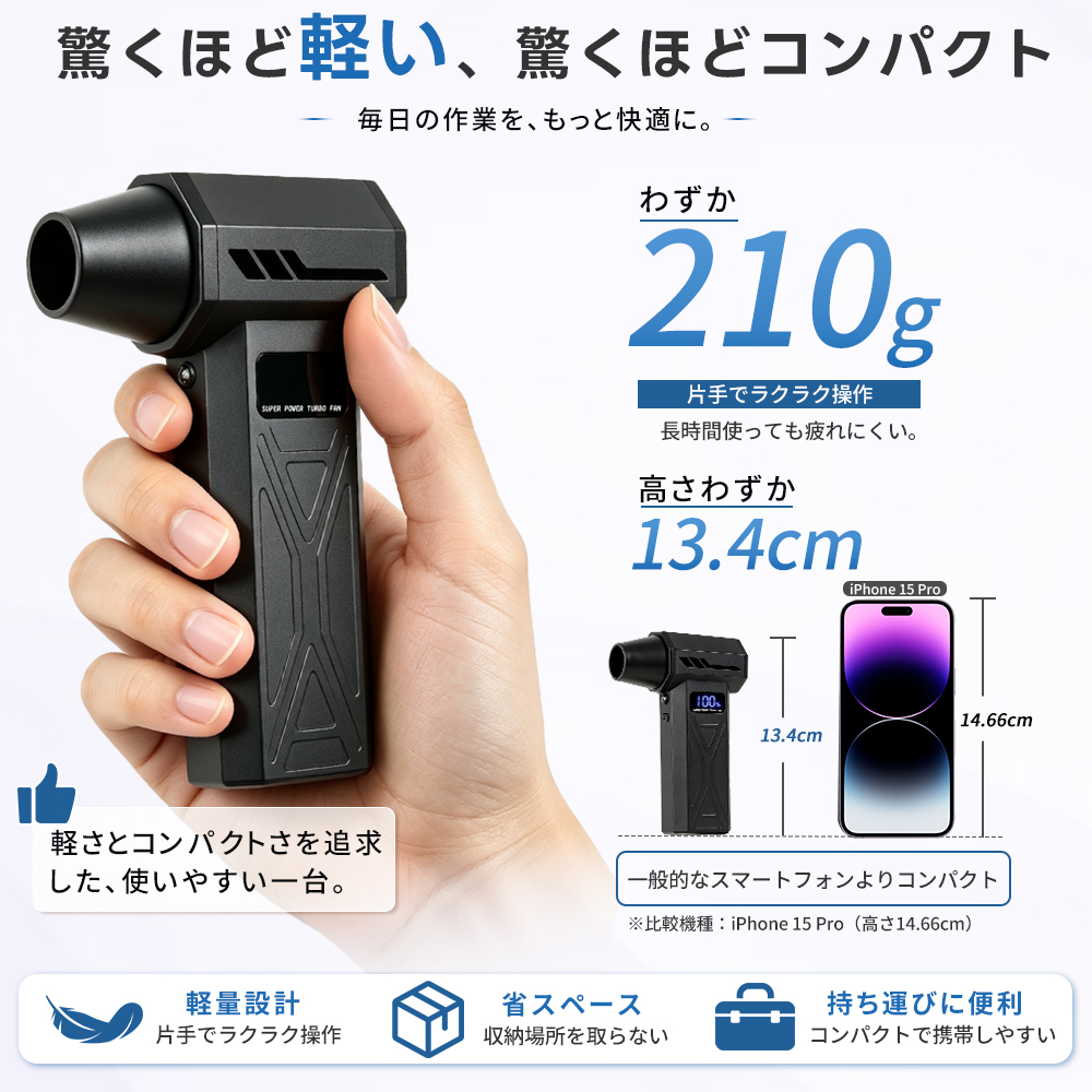 エアダスター 電動エアダスター ブロワー 風量4階調整 小型 ジェットファン Type-C充電ミニジェットファン 高輝度LED付き コンパクト 多用途 PC 掃除車内 |  | 12