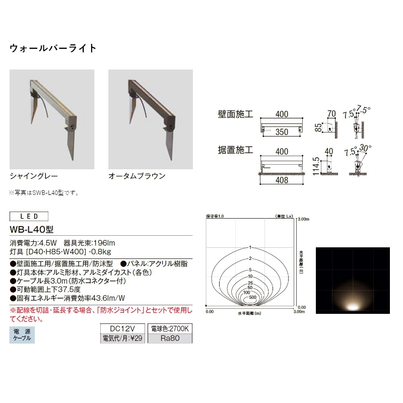 美彩 Bisai ウォールバーライト LED WB-L40型 壁面施工用 据置施工用 8