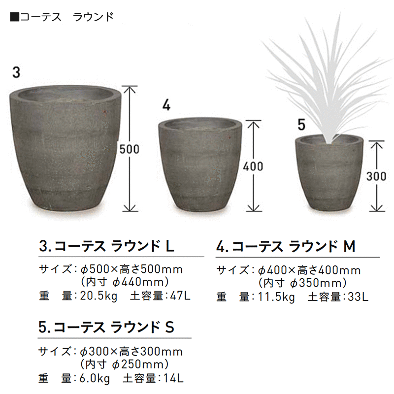 コーテス ラウンド M プランター - 通販 - absolutebussolutions.com