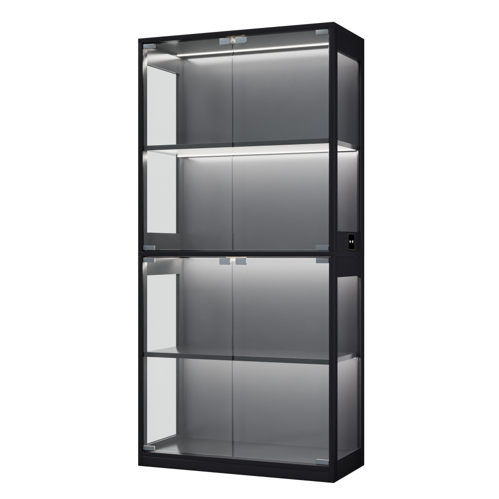 ★ゆっくん 4個セット★ ガラスケース 大型 4段両扉タイプ LEDライト コレクションケース 4段 LEDライト付き ガラス ガラスケース 4段両扉