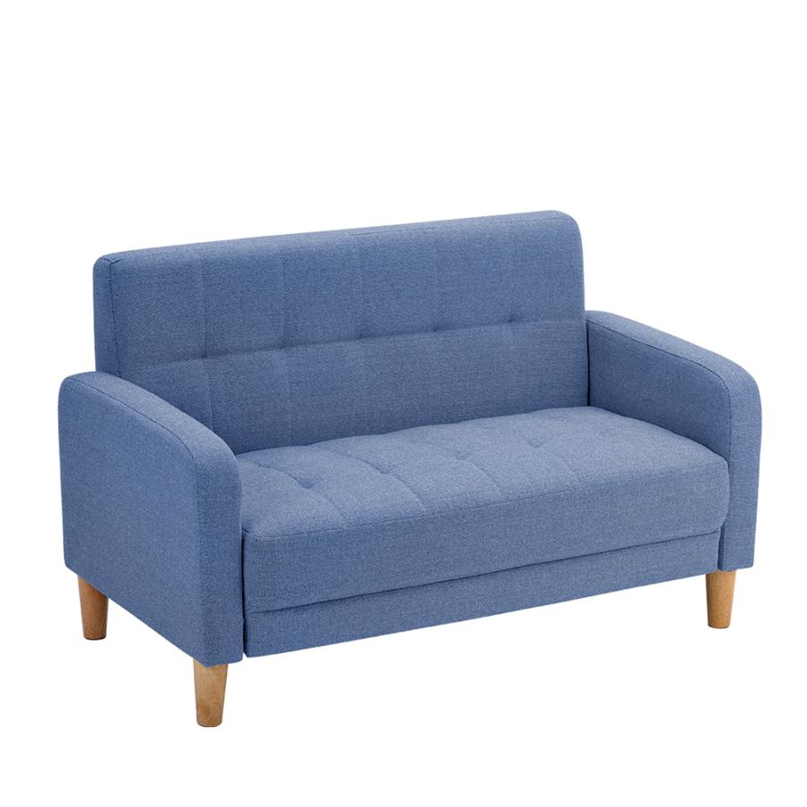 ソファー 2人掛け 肘付き 天然木脚 簡単組み立て 2WAY ファブリック PU