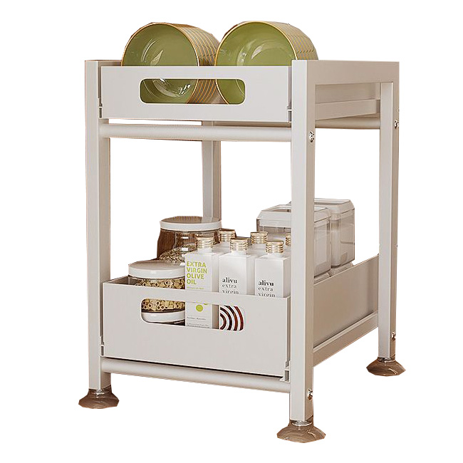 高級感 高品質 収納ラック 2段 幅29*40*43cm 押入れ収納 前後 引き出し