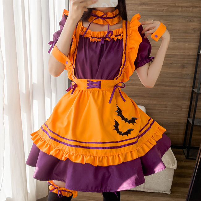 メイド服 コスプレ ハロウィン 衣装 ワンピース 8点セット レディース