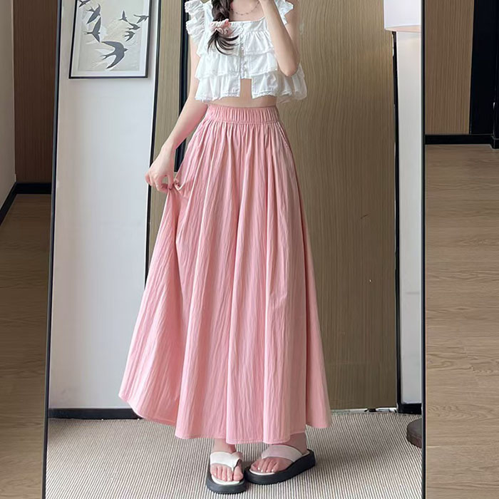 接触冷感 スカート見えワイドパンツ レディース 夏 ハイウエスト 美脚