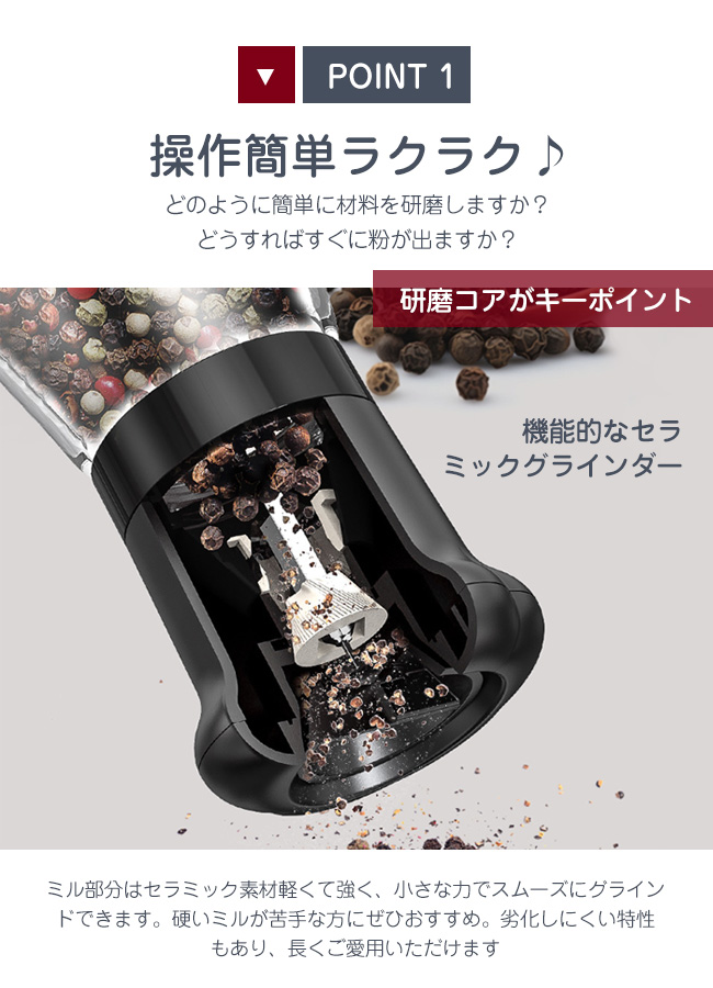 即納 2個 180ml 高品質ぺッパーミル ブラックペッパー スパイスボトル