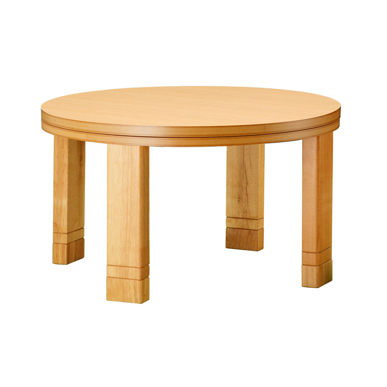 こたつテーブル 円形 フラットヒーター 高さ4段階調節つき天然木丸型 