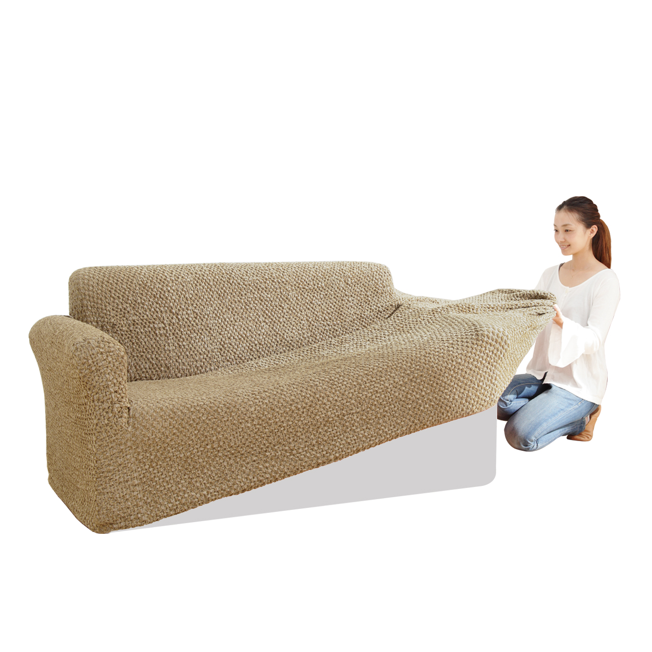 イタリア製ストレッチフィットソファカバー 〔シチリア〕 アームなし 3