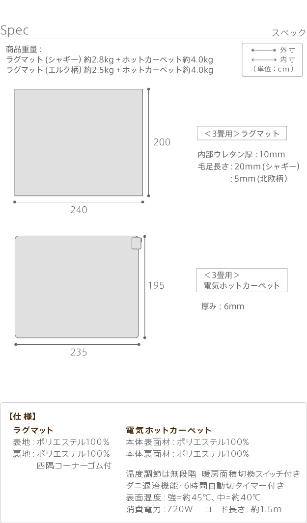 ホットカーペット カバー セット 洗える ラグマット 3畳用 240x200cm本体＋カバーセット 温度調節 モリス エルク柄 北欧 シャギー  おしゃれ 床暖房 省エネAW40 : i-2000045 : KURASHI NO KATACHI - 通販 - Yahoo!ショッピング