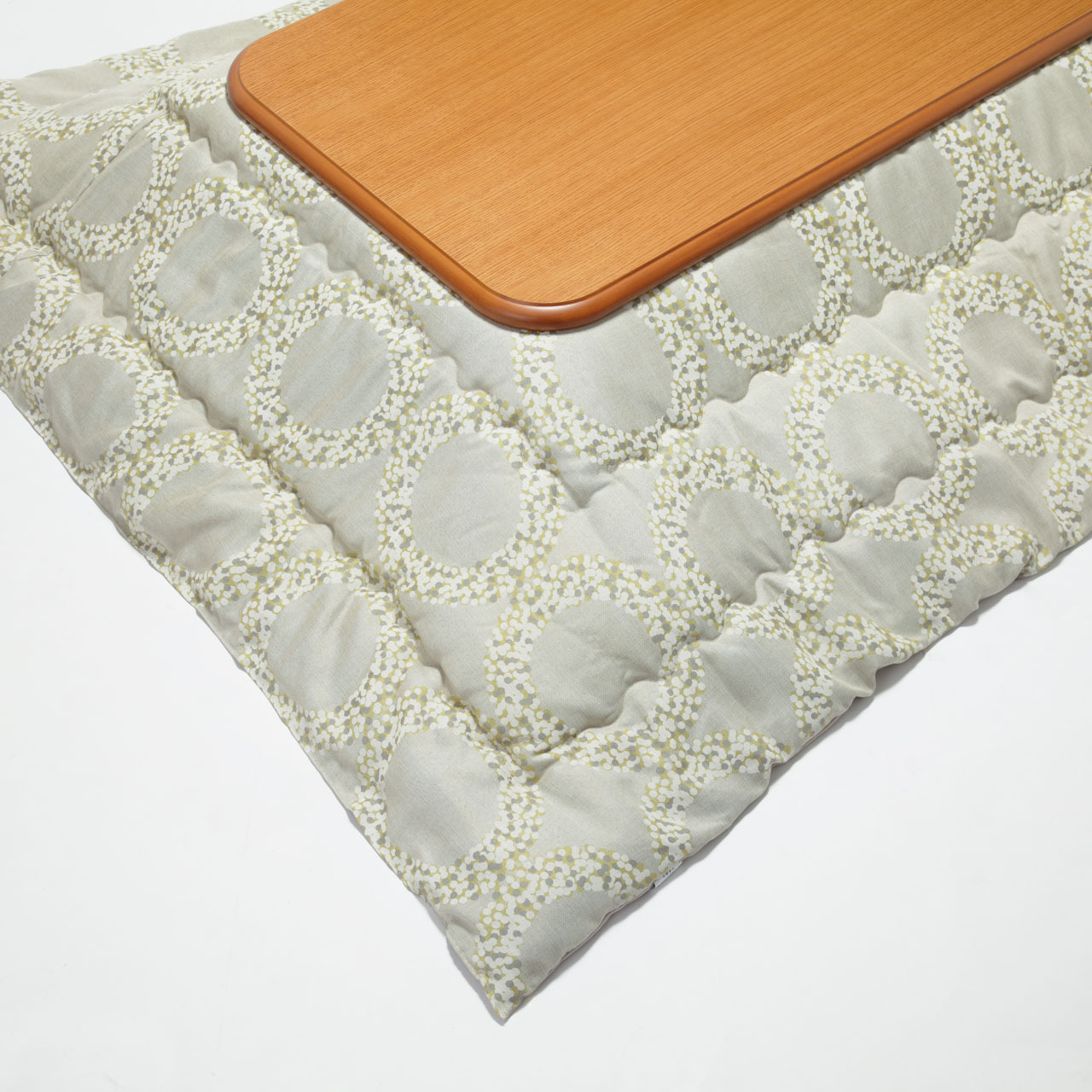 こたつ テーブル 国産 楢ラウンド折れ脚こたつリラ 80×80cm+国産北欧柄