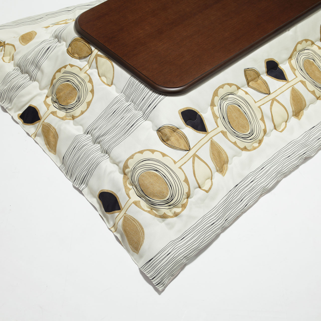 こたつ テーブル 国産 大判サイズ 継脚付きフラットヒーターこたつ 〔フラットリラ〕 150x80cm+国産北欧柄こたつ布団 2点セット(代引不可)【送料無料】 こたつ テーブル 国産 大判サイズ 継脚付きフラットヒーターこたつ