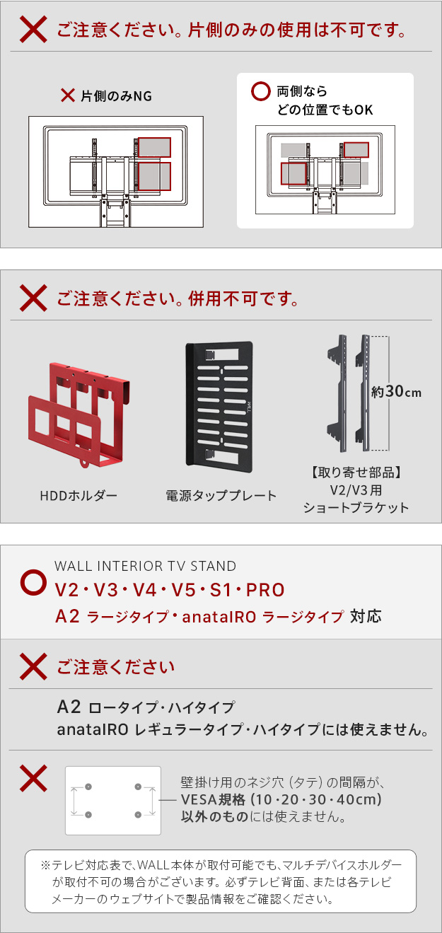 WALL テレビスタンド V2 V3 V4 V5 S1 PRO A2ラージタイプ対応 マルチ