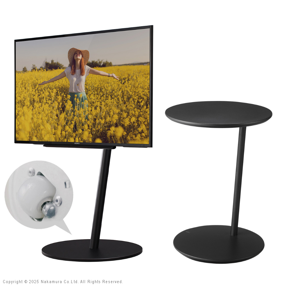 WALL テレビスタンド A2 ラージタイプ+セブンサイドテーブル 2点セット テレビ台 自立型 キャスター付き 回転 移動 白 ホワイト ブラック 黒 ブラウン 木目 | EQUALS | 02