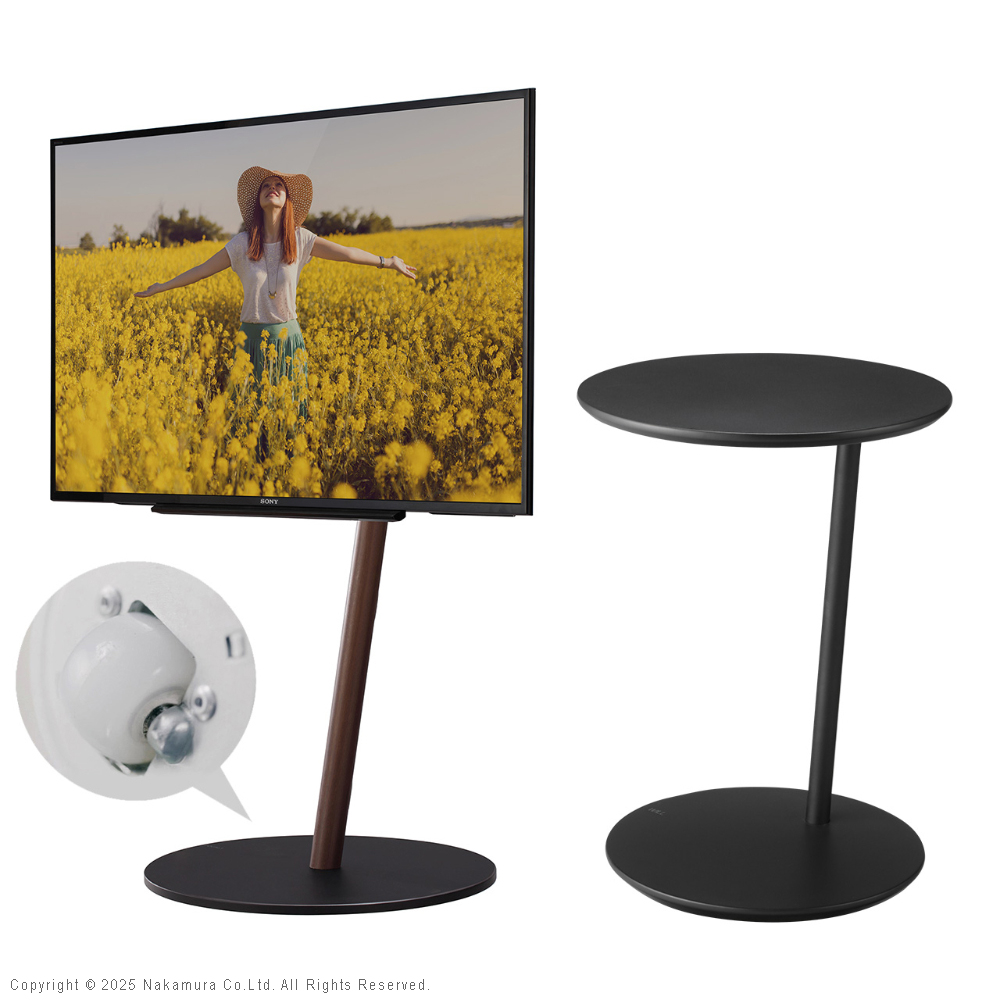 WALL テレビスタンド A2 ラージタイプ+セブンサイドテーブル 2点セット テレビ台 自立型 キャスター付き 回転 移動 白 ホワイト ブラック 黒 ブラウン 木目 | EQUALS | 03