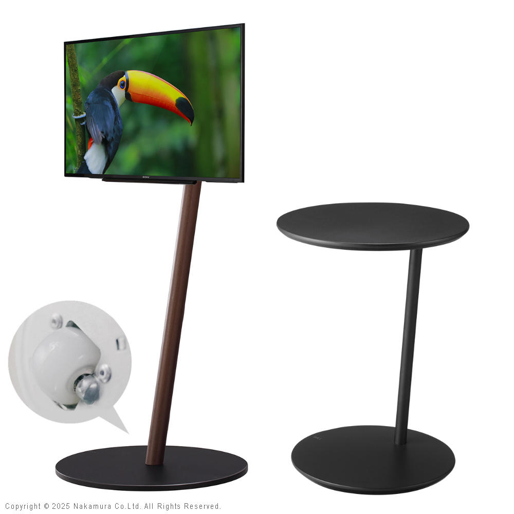 WALL テレビスタンド A2 ハイタイプ+セブンサイドテーブル 2点セット テレビ台 自立型 キャスター付き 回転 移動 白 ホワイト ブラック 黒 ブラウン 木目 | EQUALS | 03