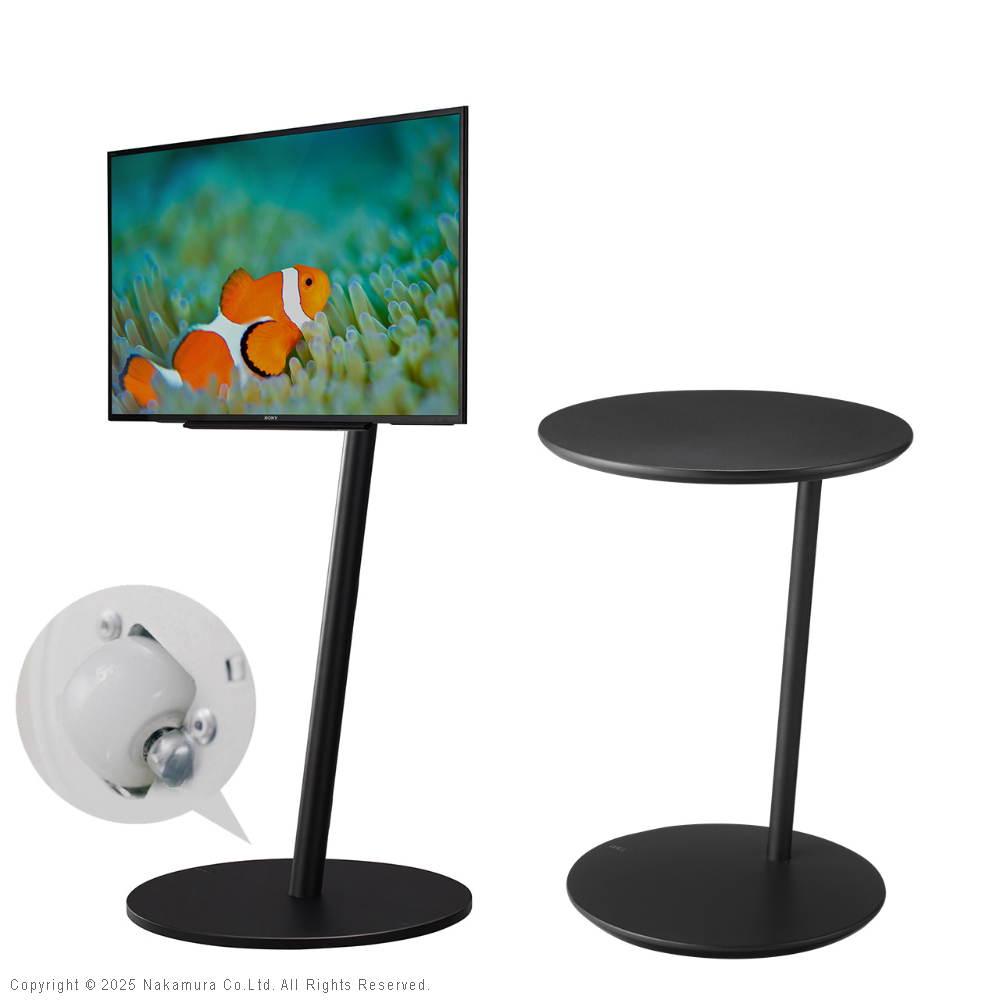 WALL テレビスタンド A2 ロータイプ+セブンサイドテーブル 2点セット テレビ台 自立型 キャスター付き 回転 移動 白 ホワイト ブラック 黒 ブラウン 木目 | EQUALS | 02