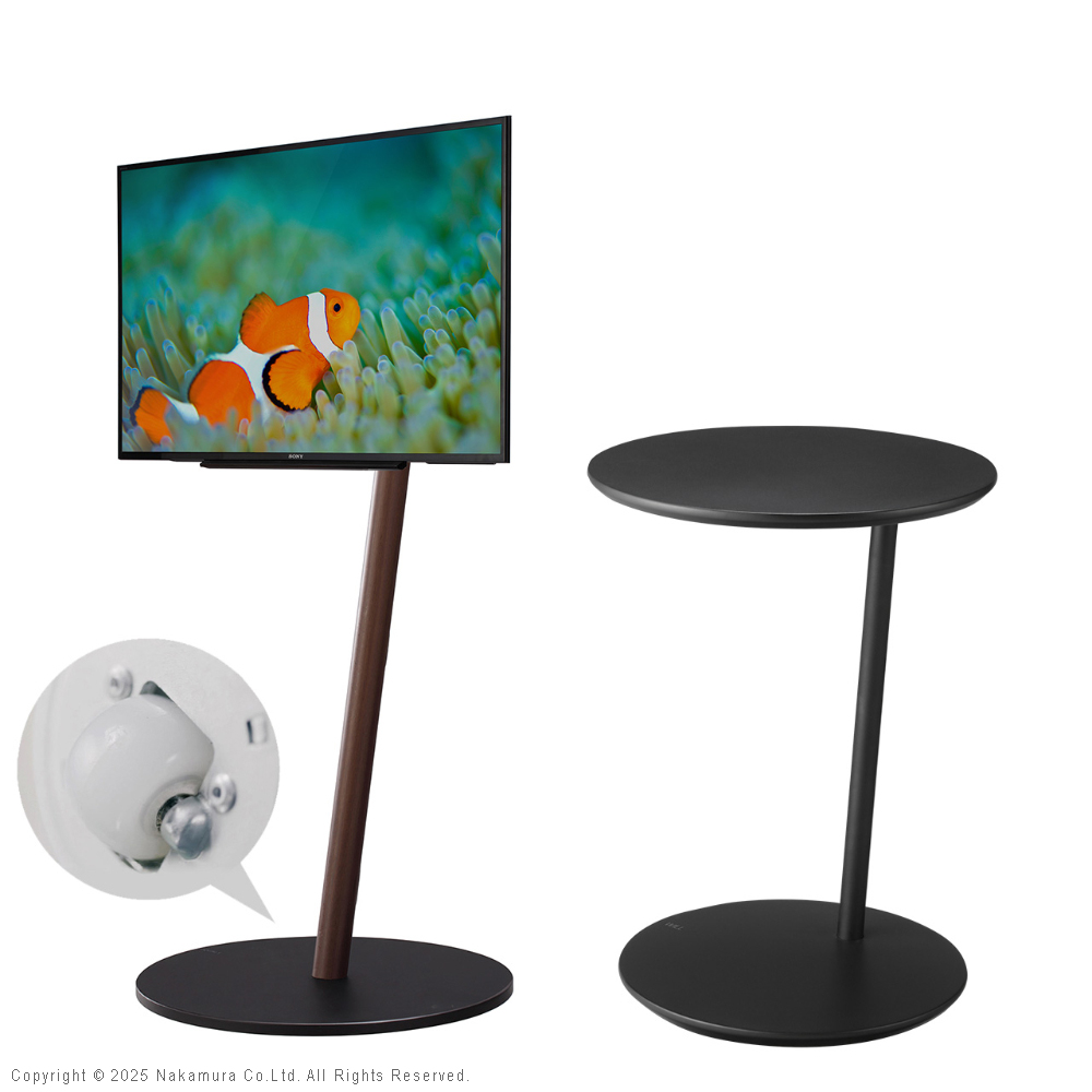 WALL テレビスタンド A2 ロータイプ+セブンサイドテーブル 2点セット テレビ台 自立型 キャスター付き 回転 移動 白 ホワイト ブラック 黒 ブラウン 木目 | EQUALS | 03