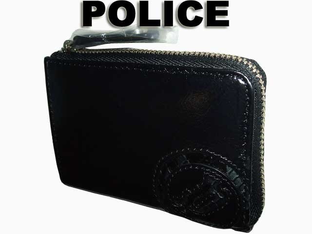 POLICE（ポリス） スムース牛革＆パイソン型押し ラウンドファスナー式