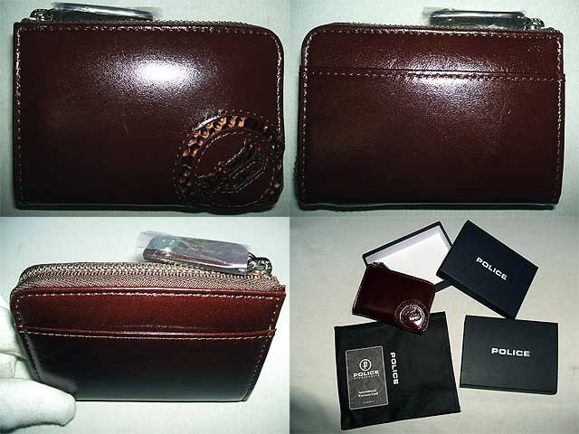 POLICE（ポリス） スムース牛革＆パイソン型押し ラウンドファスナー式