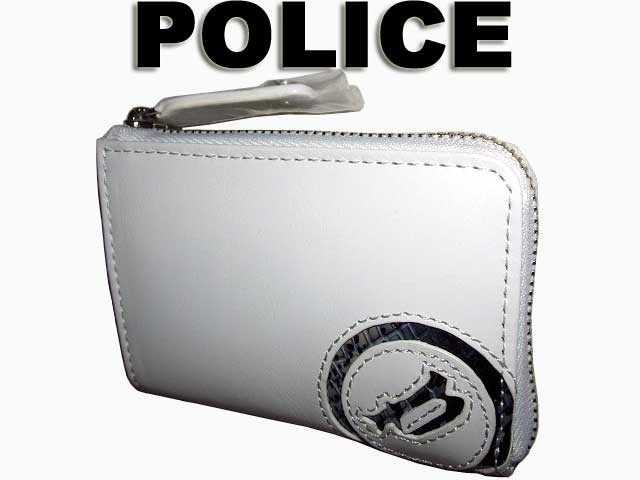 POLICE（ポリス） スムース牛革＆パイソン型押し ラウンドファスナー式