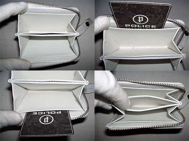 POLICE（ポリス） スムース牛革＆パイソン型押し ラウンドファスナー式